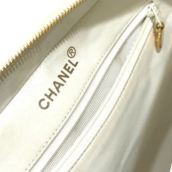CHANEL Matelasse logo Tote Bag Hand Bag Cotton Canvas Ivory x Black - Picture 11 of 11